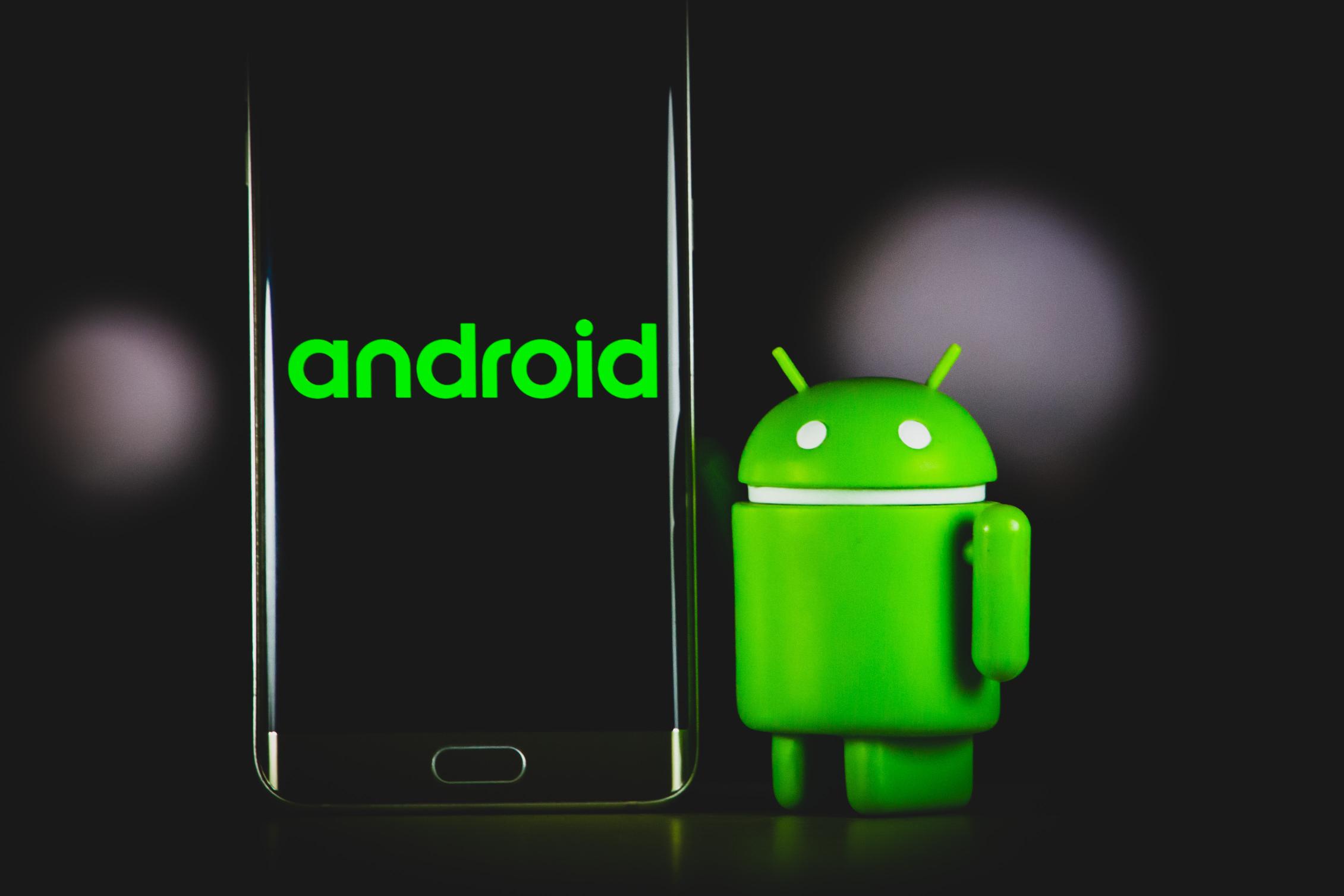 Android phone with an android logo